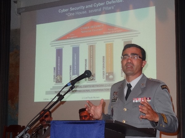Lt. Col. Viegas Nunes, PRT A, Portuguese Military Academy, presents a perspective for a national cybersecurity strategy during the chapter's September conference.